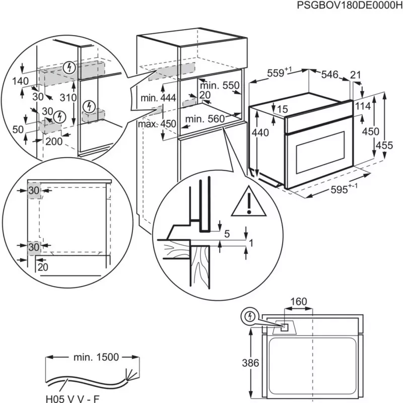 Electrolux EVL6E49X integroitava kompakti uuni mikroaaltotoiminnolla, 44 l, korkeus 45,5 cm, musta/ruostumaton teräs