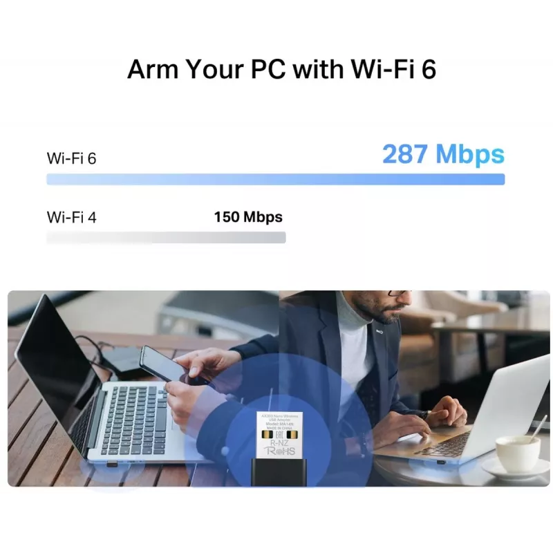 Mercusys MA14N AX3000 Nano Wi-Fi USB -sovitin, jopa 287 Mbps