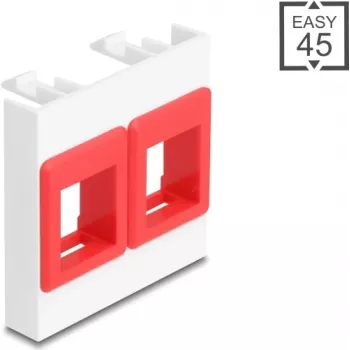DELOCK Easy 45 -moduuli 2x Keystone-pidike 45x45 mm valkoinen/punainen
