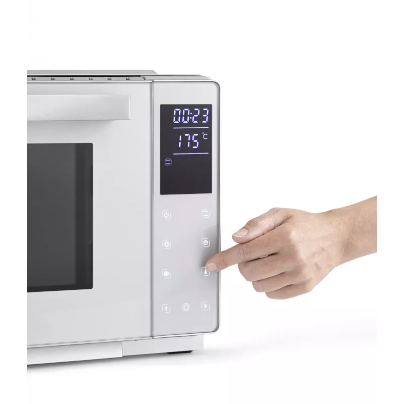 Kompakti-uuni Caso Bake & Style 26 Touch 1500 W hopea – miniuuni työtasolle, 26 cm käyttöleveys