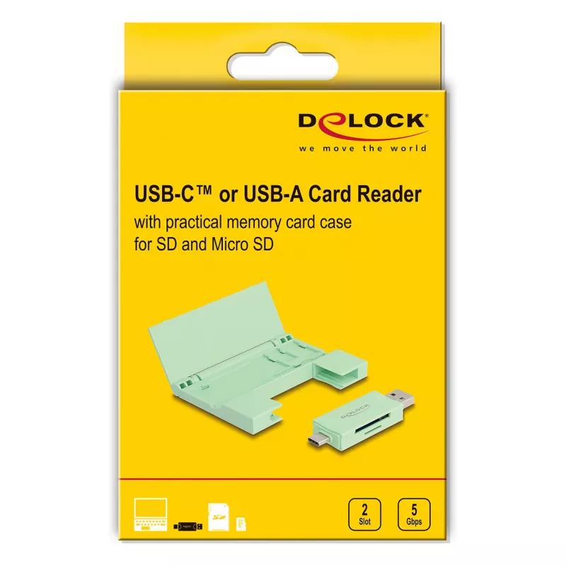 Kortinlukija DeLOCK 91015 USB 3.2 Gen 1 Type-A/Type-C minttu