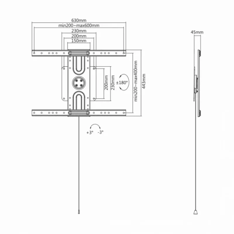 Sbox PLB-1246F kiinteä taulutelevisioteline 37-70 50kg