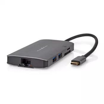 Nedis USB-moniporttiadapteri USB 3.2 Gen1 7-in-1 - USB-C™ pistoke, HDMI™ lähtö, Micro SD, RJ45 liitäntä, SD, USB-C™ liitäntä, 3x USB-A liitäntä, 5 Gbps (CCBW64240AT02)