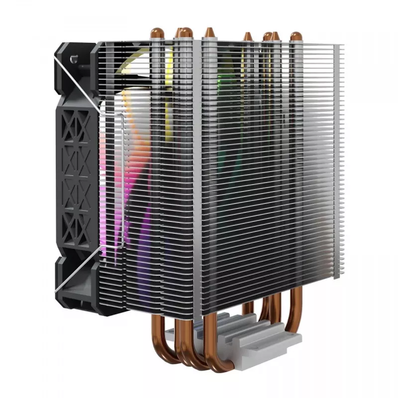 CPU-ilmajäähdytin SAVIO SAVGCOVORTEXX2ARGB 4 lämpöputkella, 120 mm ARGB-tuuletin, musta