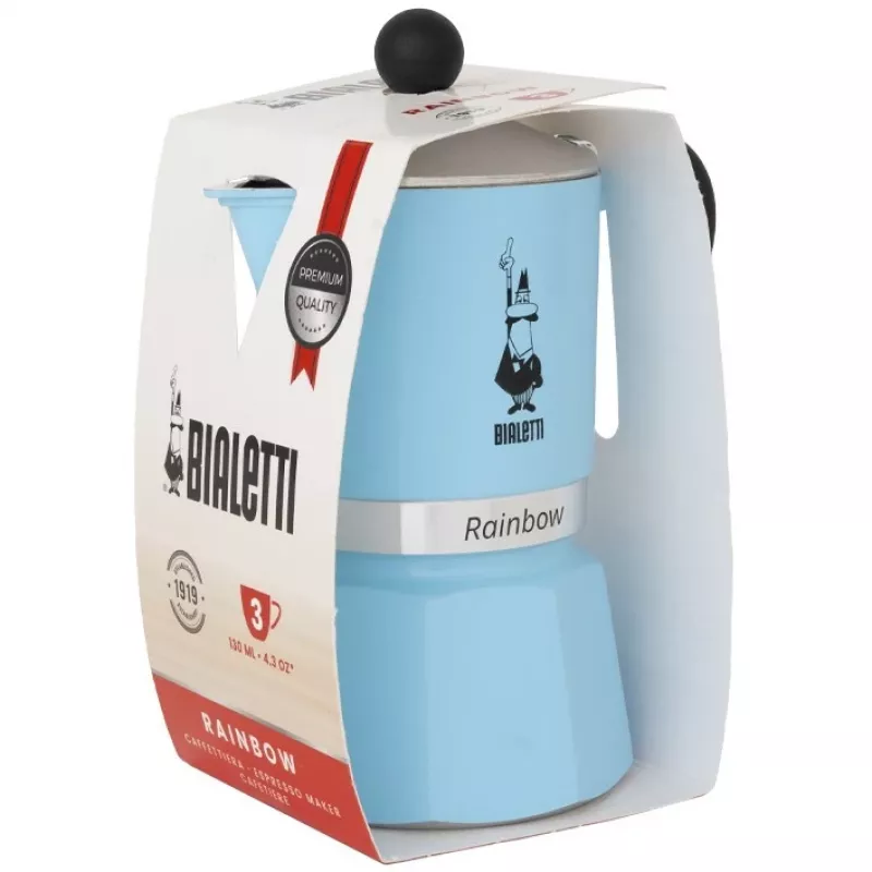 Bialetti Rainbow mokakeitin, 6 kuppia, vaaleansininen