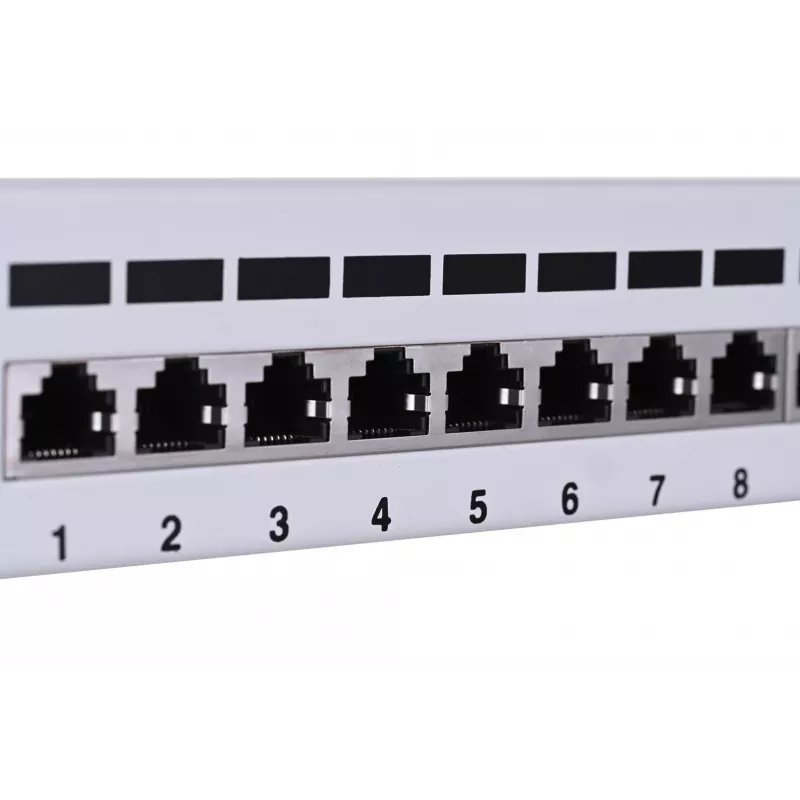 Patch-paneeli LANBERG PPF6-9012-S, 12-portti, metalli, harmaa, 1HE, 215×130×44.5 mm