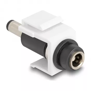 DeLOCK Keystone-moduuli DC 5,5 x 2,1 mm naaras DC 5,5 x 2,5 mm uros valkoinen
