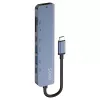 USB Type-C -keskitin SAVIO AK-82 HDMI:llä, MicroSD, USB 3.2 Gen1, PD-läpivienti, 4K@30Hz, 5000 Mbit/s, musta