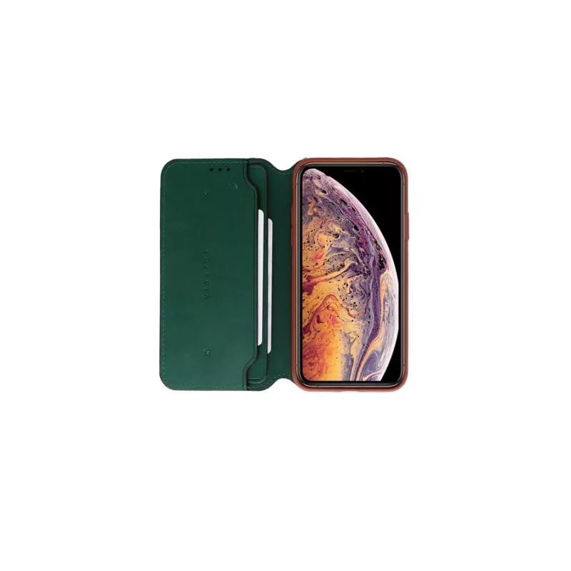 Suojakotelo VixFox iPhone XSMAX – metsänvihreä, folio-kotelo korttipaikalla