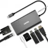 UNITEK uHUB O8+ johdollinen USB 3.2 Gen 1 Type-C -keskitin, harmaa, 100W Power Delivery