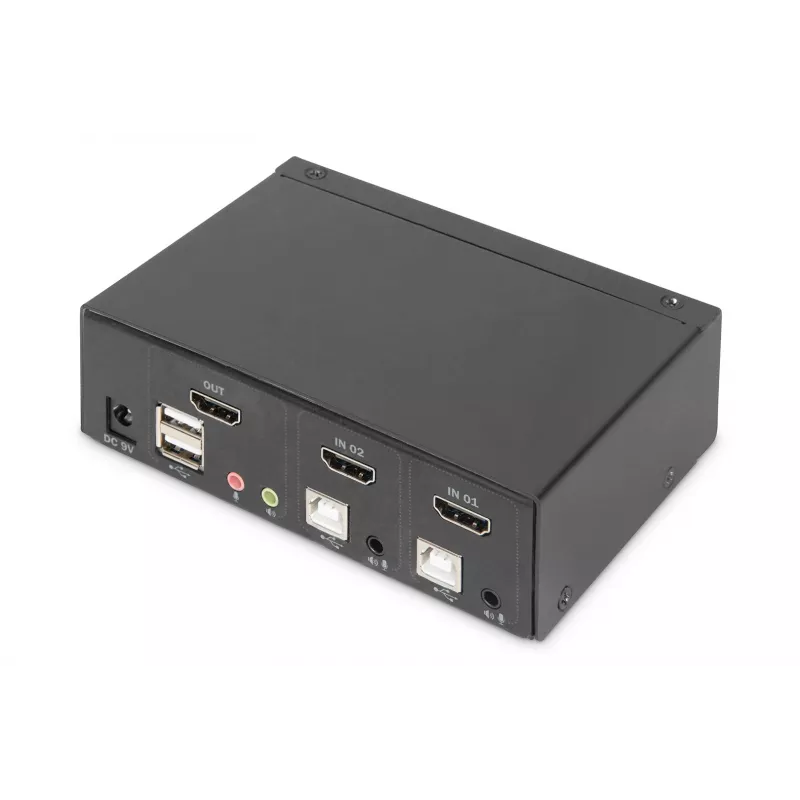 KVM-kytkin Digitus 2 porttia Single Display 4K HDMI