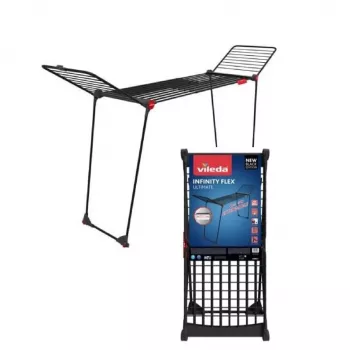 Lattialla seisova kuivausteline VILEDA Infinity Flex Ultimate — teräs, musta, 1 kpl, 5 vuoden takuu