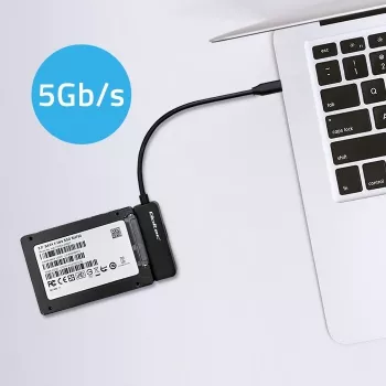 QOLTEC SATA-sovitin 52269 2,5 tuuman asemalle USB-C, tukee jopa 2 TB