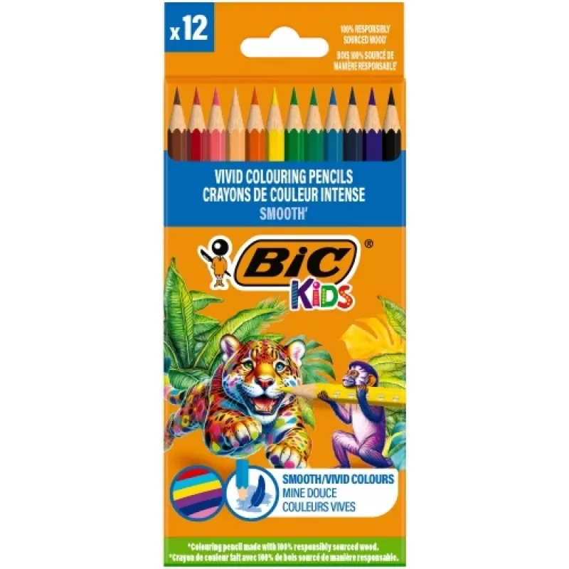 BIC väriliidut Kids Smooth 12 värin sarja