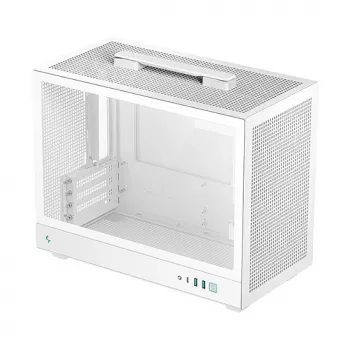 Tietokonekotelo DeepCool CH160 PLUS WH Small Form Factor valkoinen, microATX, karkaistu lasi, USB-C