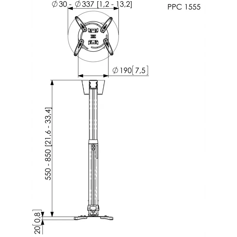 Projektorin kattoteline Vogel's PPC 1555 hopea