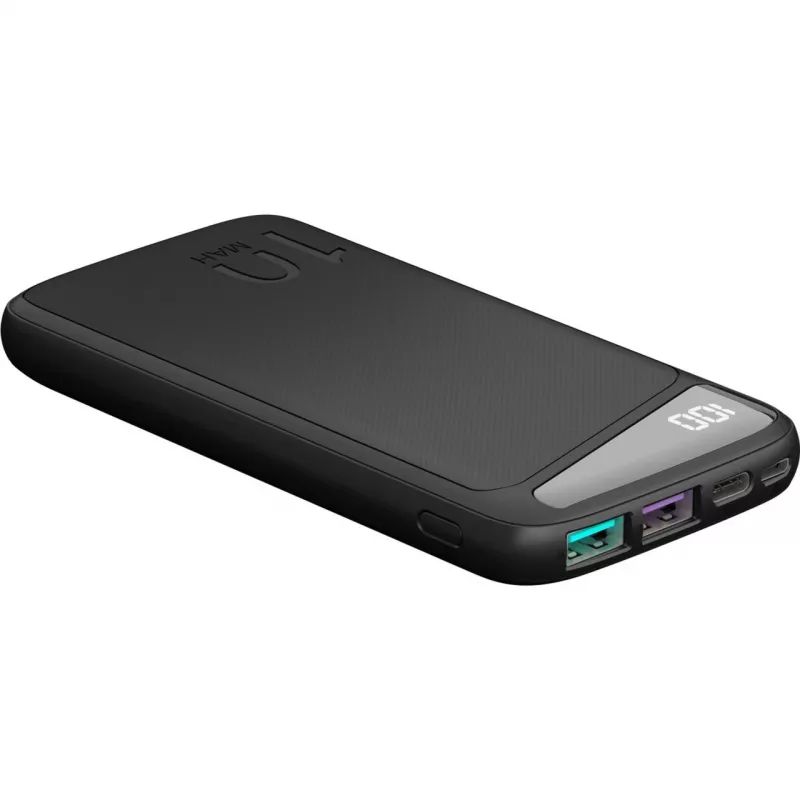 Pikalatausvaravirtalähde 10 000 mAh (musta, USB-C PD, QC 3.0, 10 000 mAh)