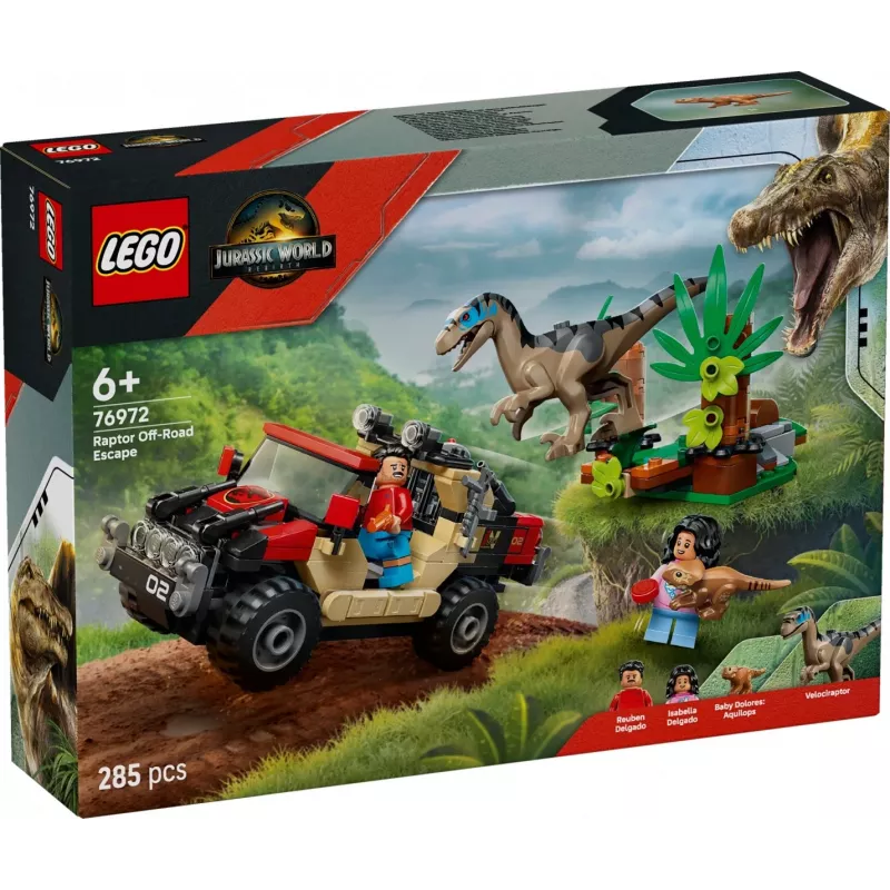 Rakennussarja LEGO Jurassic World 76972 Raptor Off-Road Escape, 285 osaa, 2 minihahmoa, ikä 6+