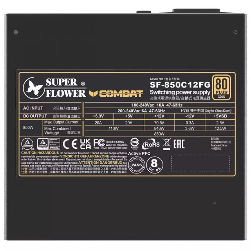 Virtalähde Super Flower Combat FG 850 Watt, ATX 3.1, modulaarinen
