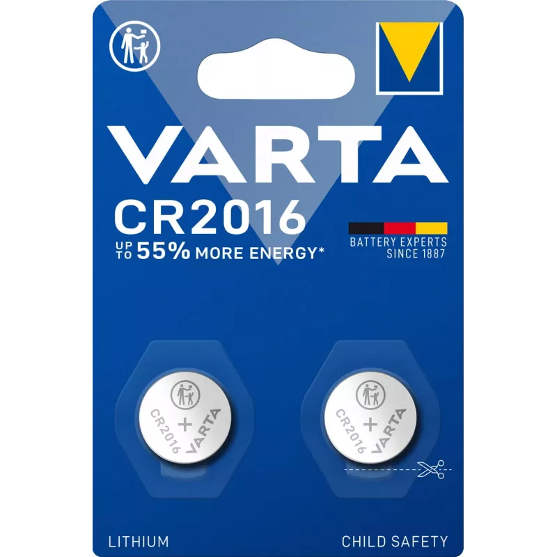 VARTA Electronics -paristo CR2016 litium 90 mAh 3V 2 kpl (06016101402)