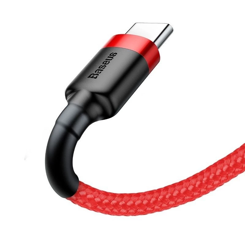 USB 2.0 A - USB-C -kaapeli Baseus CATKLF-B09 1m QC3.0 nailonpunos punainen, pikalataus ja datan synkronointi