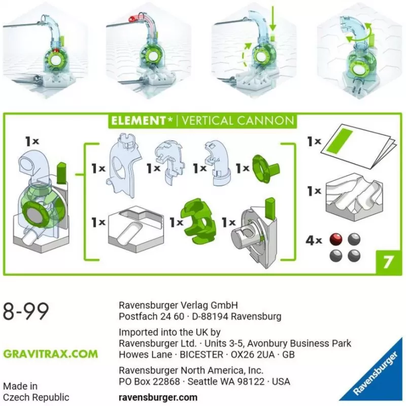 Ravensburger GraviTrax Element Vertikale Kanone – radan laajennus (27465) kuularatajärjestelmiin