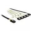Sisäinen Mini-SAS–4×SATA-kaapeli DELOCK 0,5 m — Mini SAS SFF-8087 – 4×SATA 7p, musta/hopea/keltainen