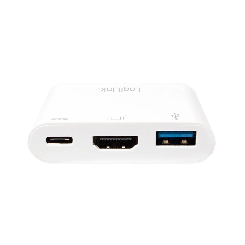 LogiLink 0,14 m 2xUSB-C HDMI USB-A valkoinen