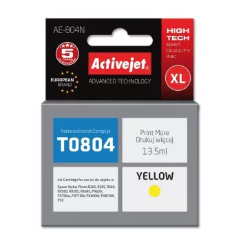 Mustepatruuna ActiveJet AE-804N yhteensopiva Epson T0804 kanssa, keltainen, 13,5 ml, korkea (XL) riitto
