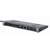 Kannettavan telakka Gembird A-CM-COMBO9-02 USB 3.2 Gen 1 Type-C, HDMI, VGA, 3×USB-A, Gigabit Ethernet, 87W PD, harmaa