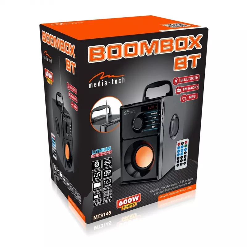 Media-Tech BOOMBOX BT 15 W stereo kannettava kaiutin musta