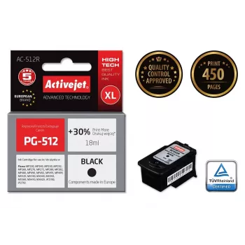Activejet AC-512R muste (Canon PG-512 -yhteensopiva; Premium; 18 ml; musta)