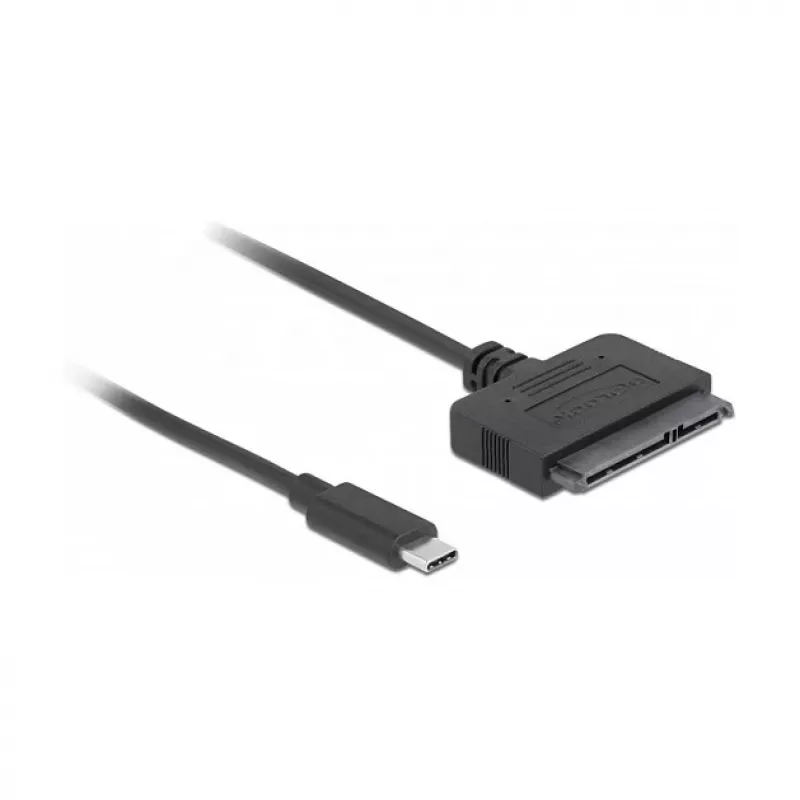 DeLOCK 63803 USB Type-C – 22-nastainen SATA 6 Gb/s muunnin, 2,5 tuumaa, USB 3.2 Gen 2, 0,5 m, musta