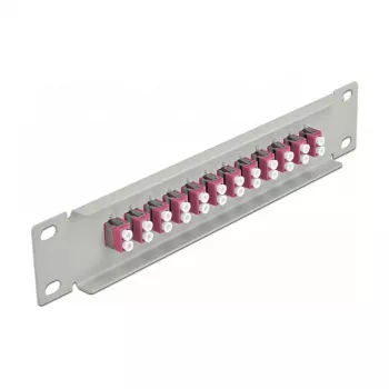 Kuitu-kytkentäpaneeli DeLOCK 10 tuuman 12 port LC Duplex violetti 1U harmaa