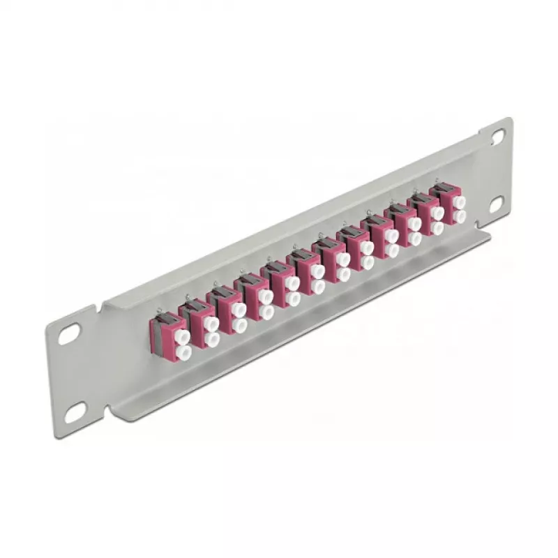 Kuitu-kytkentäpaneeli DeLOCK 10 tuuman 12 port LC Duplex violetti 1U harmaa