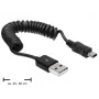 DeLOCK 83164 USB 2.0 -kierrekaapeli, USB-A - Mini-USB B, 0,6 m, musta
