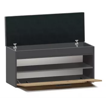 Suljettu kenkakaappi Top e Shop PARMA — antrasiitti ja tammi, lastulevy, 1000×490×350 mm