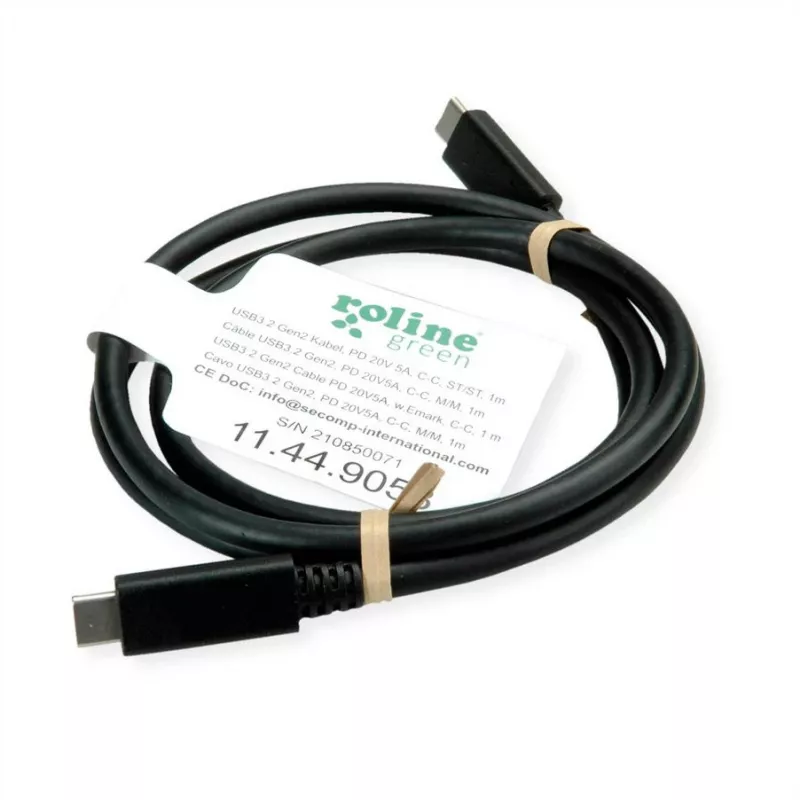 ROLINE USB3.2Gen2 kaapeli PD 20V5A Type-C-C ST/ST 0,5 m - kaapeli - digitaalinen/data - 0,5 m (11.99.9057)