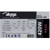 Akyga Basic AK-B1-420 ATX-virtalähde 420 W, 120 mm tuuletin, passiivinen PFC, harmaa