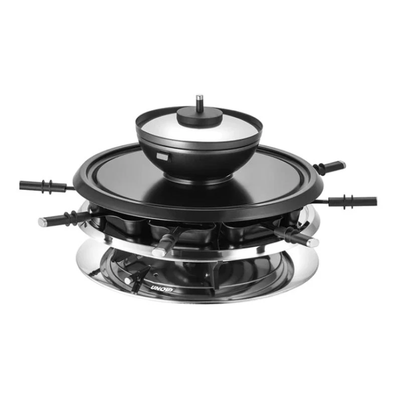 Unold 48726 raclette-grilli 8 henkilölle 1300 W musta, ruostumaton teräs