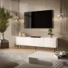 TV-taso cama meble LUCCA 4D, 2000×400×590 mm, valkoinen, lastulevylevy