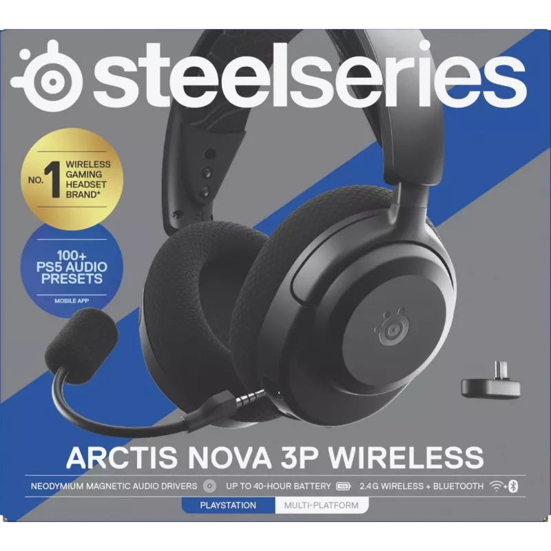SteelSeries Arctis Nova 3P Wireless langaton pelikuulokemikrofoni, Bluetooth/2,4 GHz, musta