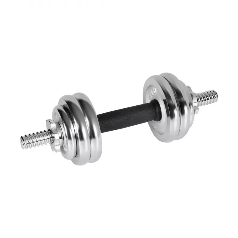 REBEL ACTIVE Chrome säädettävät käsipainot laukussa 15 kg levytangolla