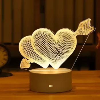 Yövalo Extralink HOME 3D optinen harha 'Pierced Hearts' USB-yöpöytävalo
