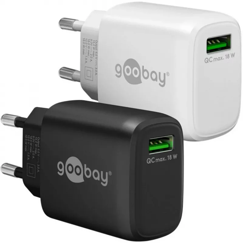 USB-A QC-pikalaturi (18 W) (musta)