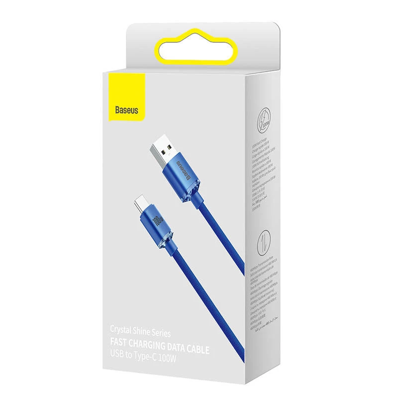 Baseus Crystal Shine kaapeli USB-USB-C, 100W, 2m (sininen)