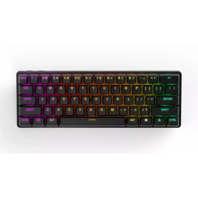 Mekaaninen pelinäppäimistö STEELSERIES Apex Pro Mini Wireless — 60 % muotokerroin, USB + RF Wireless + Bluetooth, QWERTY US, musta