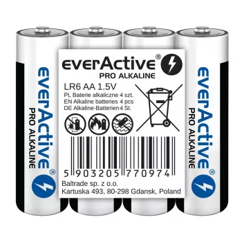 Alkaliparistot everActive LR6 AA 4 kpl:n pakkaus — 1,5 V, 3000 mAh, 50,5 × 14,5 mm