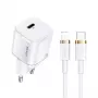 USAMS T36 Mini USB-C verkkolaturi, 20 W, PD 3.0, 1 m USB-C-Lightning-kaapelilla