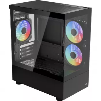 Micro/Mini-ITX-tietokonekotelo AEROCOOL Geh Viewport Mini-G-BK-v4 ARGB musta